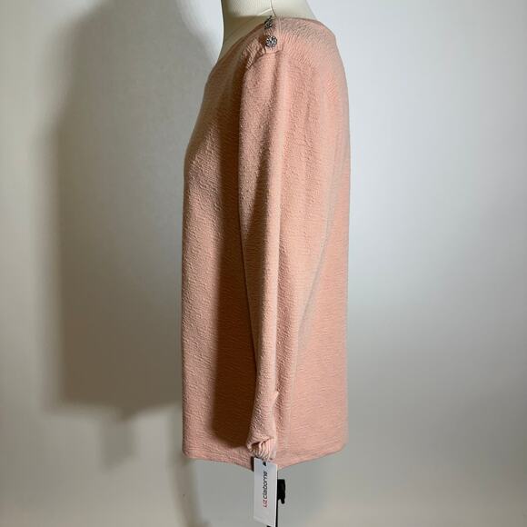 NWT‎ Liz Claiborne Blush Pink Textured Button Detail Blouse Womens Size Large L - Picture 3 of 10